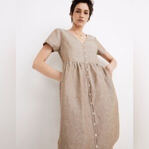 Madewell Linen Blend Alexandra Button Front Mini Dress Sz XL Sold Out Online!